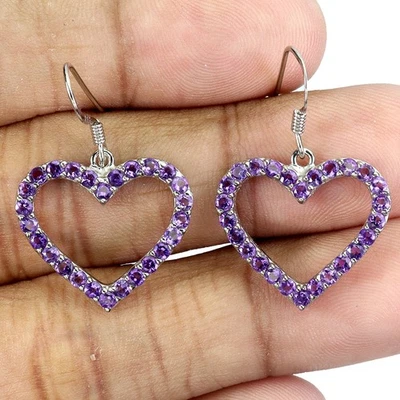 925 Sterling Silber Ohrringe Rund Amethyst 2mm Natürlicher Edelstein, Schmuck - Bild 1 von 4