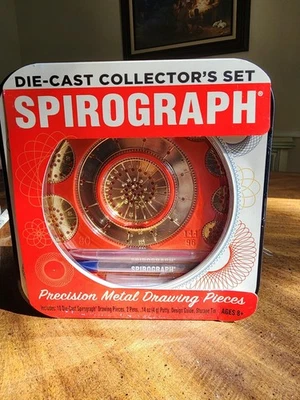 Spirograph Die Cast Collectors Set Precision Metal Drawing Pieces Curves Art Tin - Image 1 of 4