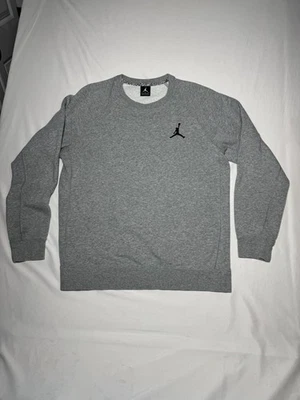 Jordan Men's Gray Black Embroidered Jumpman Logo LS Crewneck Sweater Sz L  - Image 1 of 4