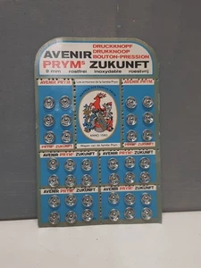 Plaque Ancienne de Boutons Pression Prym Zukunft Avenir Mercerie Couture Vintage - Bild 1 von 3