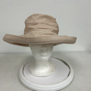 Scala Collezione Ivory Bucket Hat Inner Drawstring Wide Brim Sun Womens One Size
