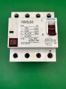 Protek 100/0,03 100A 30mA RCD trifase - Foto 1 di 4