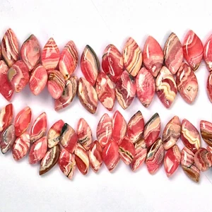 Rhodochrosite 8 Inch Strand 10x20-12x24 MM Smooth Marquise Shape Gemstone Beads - Picture 1 of 5
