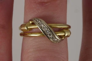 Vintage Estate 14k Yellow Gold Channel Set Diamond Journey Split Shank Ring - Picture 1 of 6