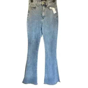 Akira Gracey High Waist Rhinestone Bootcut Split Flare Stretchy Jean 28 - Picture 1 of 12