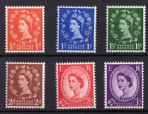 GB QEII 1957 First Graphite Wildings Full set of 6 SG561-566 Ed Crown Wmk U/MM - Picture 1 of 2