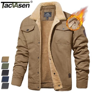 Men's Winter Cotton Jacket Warm Fleece Lined Casual Cargo Work Multi Pocket Coat - Picture 1 of 42