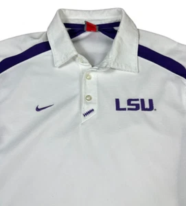 Vintage Nike LSU Tigers Polo shirt White short sleeve Men's S. - Picture 1 of 9