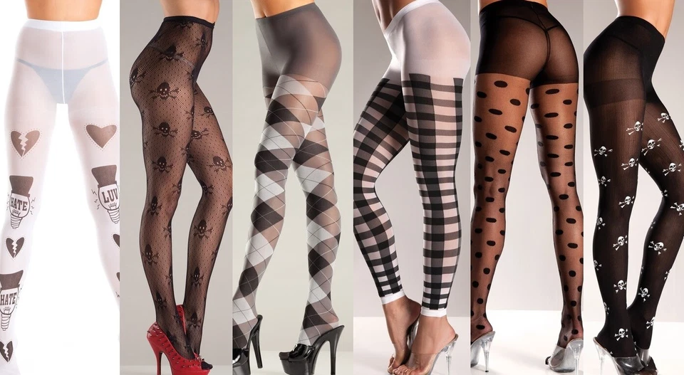 Nuevas Pantimedias Shear Be Wicked Argyle Calavera Gris Negro Blanco Foto 1 de 1