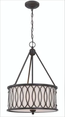 Tacey 17" Large Pendant Light by Lite Source in Dark Bronze with White Shade - Image 1 of 3