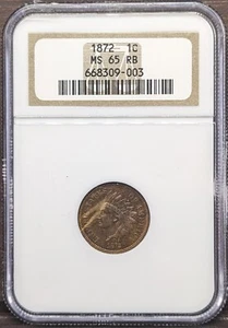 1872 U.S. Indian Head Cent NGC MS 65 RB - Picture 1 of 5