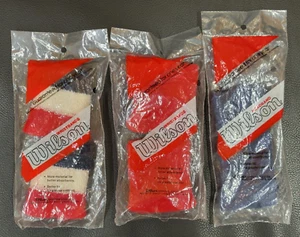 Wilson Wristbands Headband VTG NOS 1 Striped 1 Solid Red 1 Solid Blue SEALED USA - Picture 1 of 16