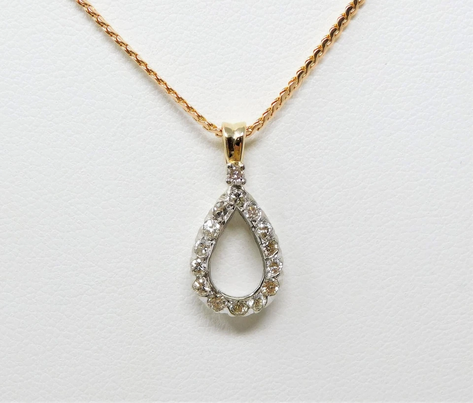 Gargantilla colgante de diamantes lágrima abierta de oro múltiple de 13-14 kt 15 3/4" B4255 Foto 1 de 4