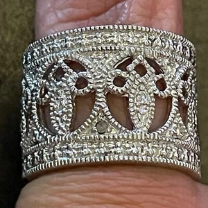 Anillo de rodio sobre plata de ley, talla 8, elegante joyería de moda - Imagen 1 de 6