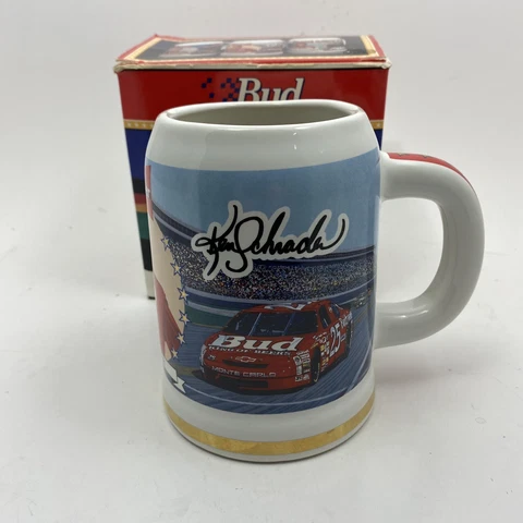 Vintage 1995 Ken Schrader Bud NASCAR Racing Mug Beer Stein in Original Box Cover
