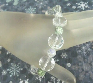 New Clear Frosted Holiday New Years Christmas Stretch Bracelet 7.75 to 8 inches - Picture 1 of 7