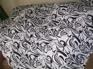 NEW! BLACK & WHITE GEOMETRIC LYCRA STRETCH FABRIC COVERED IN SEQUINS-2YDSX 60" - Picture 1 of 7