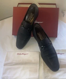 Ferragamo Gianni Nero SCHWARZ Halbschuhe aus Kalbsleder ~ 11D ~ neuwertig ~ Made in Italy - Bild 1 von 12