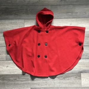 Schott Red Wool Pea Coat U.S 740N Rare Hooded Poncho One Size USA Made - Picture 1 of 7