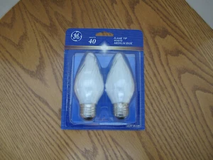 GE 2 Pack 40W White Flame Tip Swirl Decorative Light Bulbs Medium Base NEW - Picture 1 of 6