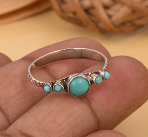 Multi Gemstone Kingman Turquoise Statement Sterling Silver Ring Handmade Jewelry - Picture 1 of 12