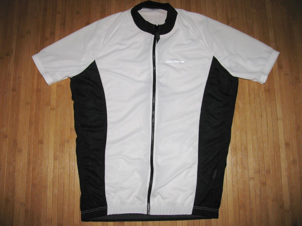 Camisa GIORDANA Cycle JERSEY MALHA Tamanho GRANDE Poli BIKE Bicicleta BRANCA com PRETO - Imagem 1 de 2