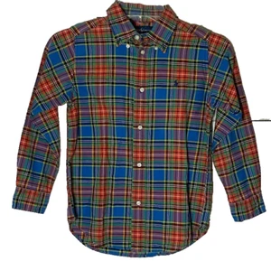 Ralph Lauren Shirt Boys Long Sleeve Button Down red blue Plaid Size 7 - Picture 1 of 5