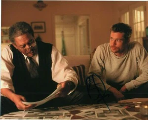 BRAD PITT - SIGNED 8 X 10 AUTOGRAPHED PHOTO w/ MORGAN FREEMAN - Picture 1 of 1