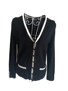M&S Women’s Cardigan Size 10 Black With Buttons Pockets Long Sleeved - Picture 1 of 7