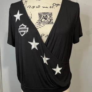 Harley Davidson Black Stars Bling Sexy Estilo Envolvente Mujeres Grande Hecha en EE. UU. - Imagen 1 de 17