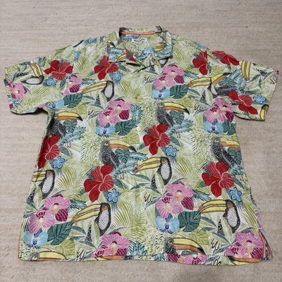 Tommy Bahama If One Can Toucan All Over Floral Shirt 100% Linen Men's XL - Image 1 of 4