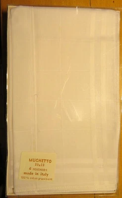MOUCHOIRS anciens en fin COTON BLANC LOT de 6 - 33 cm X 33 cm NEUFS - Photo 1/3