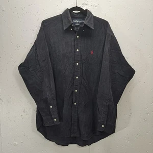 VTG Ralph Lauren Mens Large Blaire 100% Cotton Navy Corduroy Button Up Top Pony - Picture 1 of 8