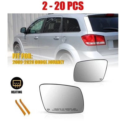 Fit 09-2020 Dodge Journey 2-20X Left+Right Mirror Glass Clear Power Heated Assy - Image 1 of 4