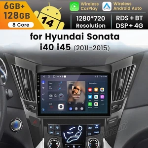 6+128GB For Hyundai Sonata 2011-15 Car Stereo Radio GPS Apple Carplay Android 14 - Picture 1 of 20