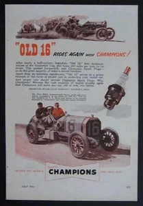 1906 "Old 16" Locomobile Vanderbilt Cup 1953 Champion Spark Plug AD - Picture 1 of 1