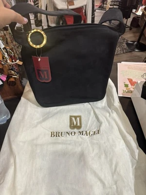 BOLSO DE HOMBRO HOBO DE GAMUZA NEGRO BRUNO MAGLI Foto 1 de 4