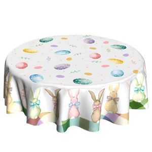 Easter Round Table Clothes 60 in Rabbit Tablecloths for Home Kitchen Dining R... - Picture 1 of 8