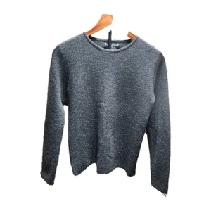 Mercer & Madison Italian Merino Wool Gray Crewneck Sweater PM Petite Vtg Pullove - Picture 1 of 7