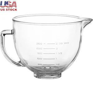 Durable Glass Mixing Bowl 5 Quart Compatible Kitchenaid Stand Mixers Easy Clean - Picture 1 of 8