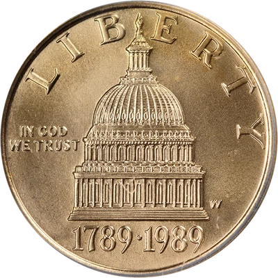 1987-W Constitution Commemorative Gold $5 ICG PR70 DCAM - Image 1 of 4