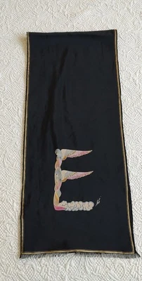 De colección ~ ERTE ~ Bufanda de Seda Negra ~ Hecha en Italia ~ 11 x 52 ~ Estilo Art Deco Foto 1 de 4