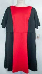 Style & Co. Woman "Paris" Black/Red Short Sleeve Dress Size 24W MSRP $89 - Picture 1 of 2
