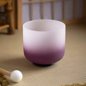 7 inch B Note Crown Half Color Aria Gradient Frosted Quartz Crystal Singing Bowl - Picture 1 of 7