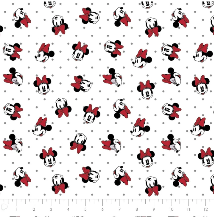 Disney's Minnie Mouse Dreaming in Dots White Cotton Fabric by the Yard - Image 1 of 1