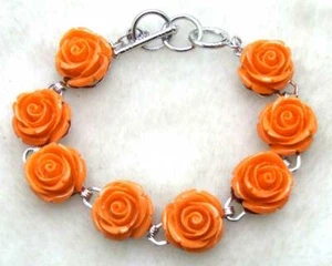 Pulsera de moda 16 mm naranja rosa coral ajustable de 7"" a 8,3"" para mujer-b220 - Imagen 1 de 17
