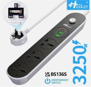 Hulker Verlängerungskabel mit USB-Slots 3-fach 3 USB-Anschlüsse (1 Typ C und 2 USB-Anschlüsse - Bild 1 von 5