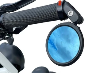 Pair Universal Motorcycle Folding Foldable Round Handle Bar End Side Mirrors AU - Picture 1 of 4