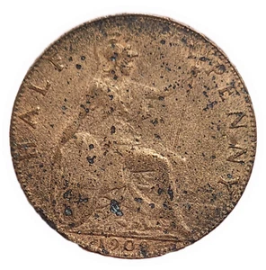 1909 Uk Half Penny 1/2 Cent Great Britain TCD World Estate Sale - Picture 1 of 2