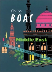 Middle East 1960 Airline Travel Advertising Vintage Poster Print Retro Style Ad - Picture 1 of 4